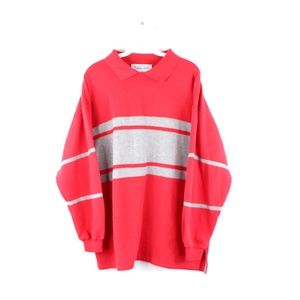 Vintage 90s Streetwear Collared Sweatshirt Red